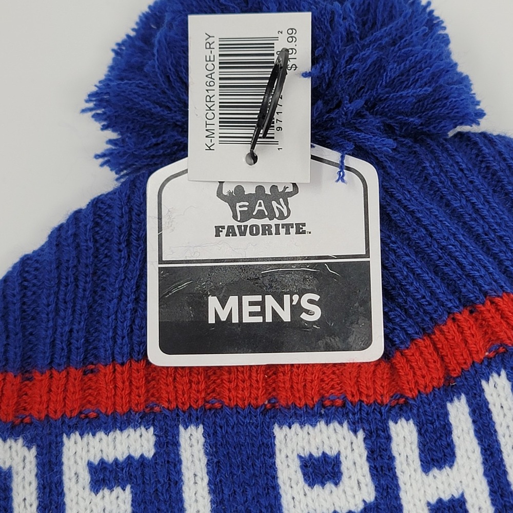 Philadelphia 76ers NBA Winter Knit Pom Beanie One Size Blue Red Fan Favorite - Picture 3 of 5